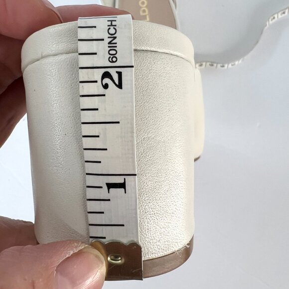 Sz 7.5 Aldo Brerwen White Leather Square Toe Block Heel Slip On Mule Shoes - Picture 14 of 15